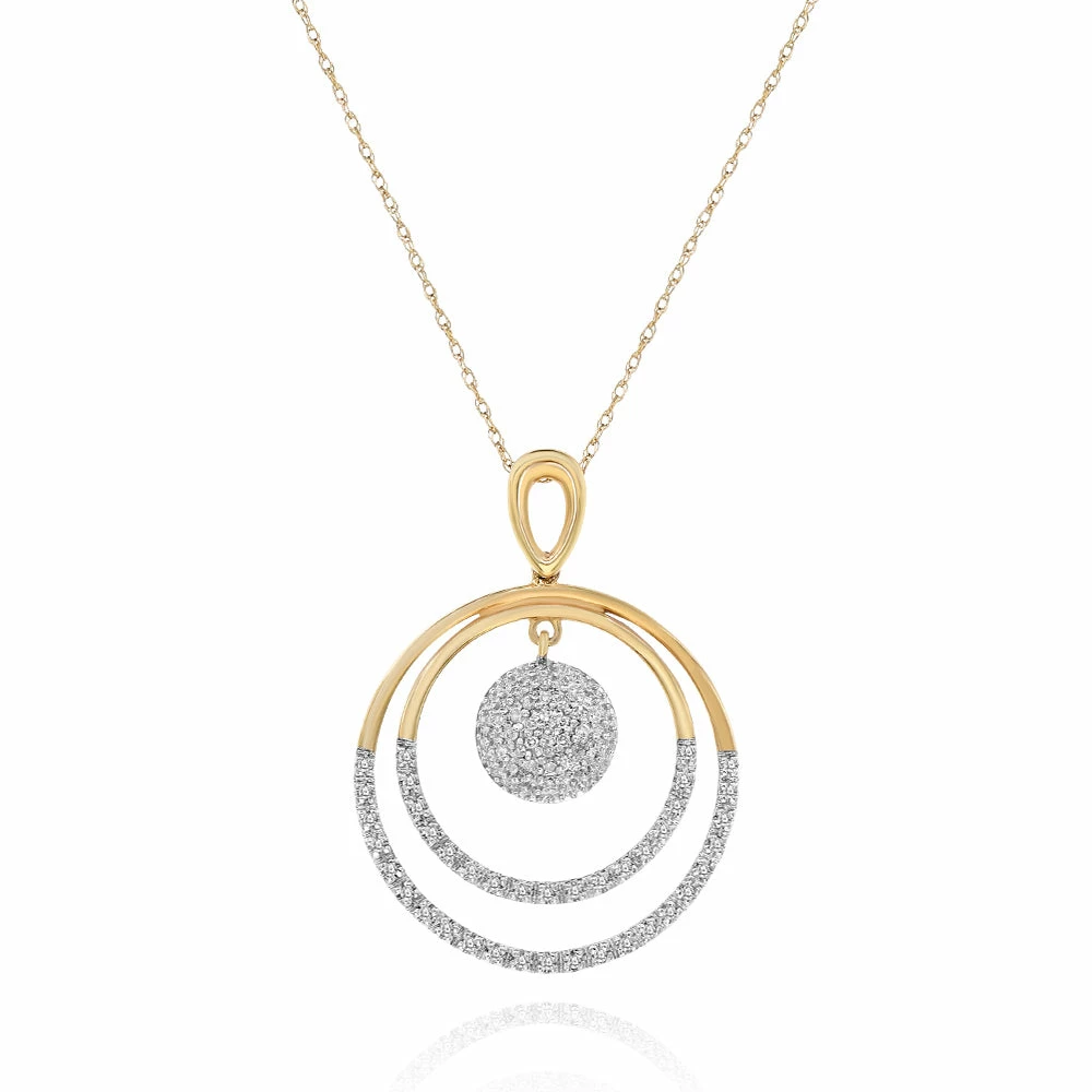 Discount π― Monary Double Circle White Diamond Necklace Set in 14K Yellow Gold for π© women π§¨