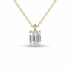 Best deal 😀 Monary Lab Grown 1/4 CTW Emerald Solitaire Diamond Pendant in 14K Yellow Gold for 👩 women 🎉