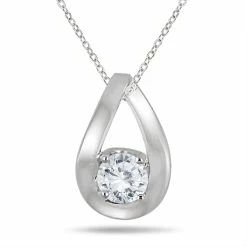 Best deal ❤️ Monary 1/2 Carat Tear Drop Diamond Solitaire Pendant in 10K White Gold for 👩 women 👏