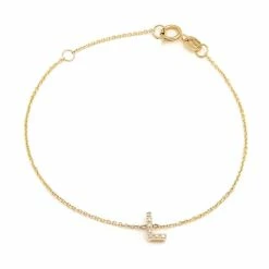 Best Pirce 🔔 Monary Diamond Intiial"L" Bracelet (Yg/7"+1") for 👩 women 🛒