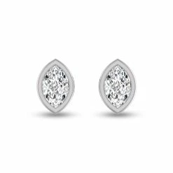 Hot Sale 😉 Monary Lab Grown 3/4 CTW Marquise Bezel Set Diamond Solitaire Earrings in 14K White Gold for 👩 women 🥰