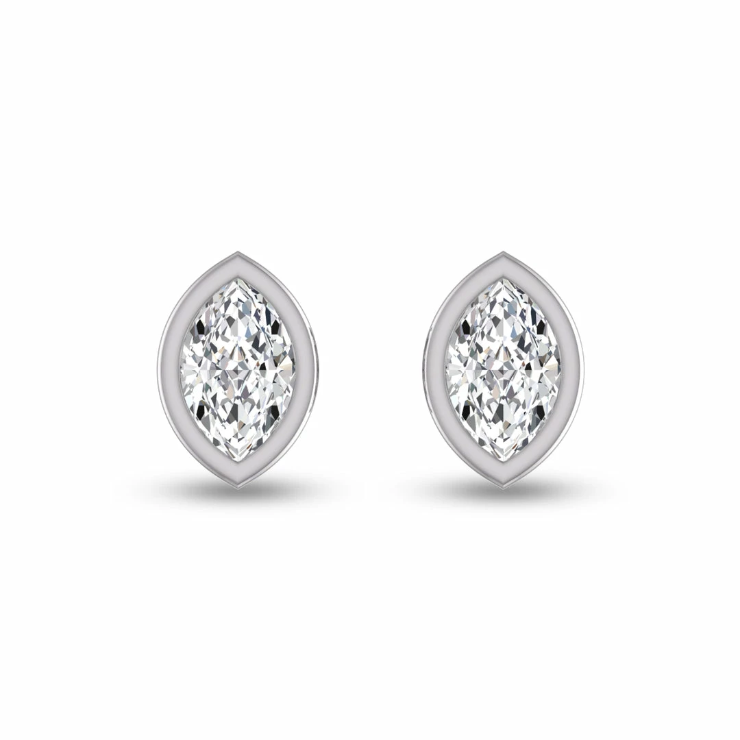 Hot Sale π Monary Lab Grown 3/4 CTW Marquise Bezel Set Diamond Solitaire Earrings in 14K White Gold for π© women π₯°
