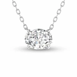 Brand new ✔️ Monary Lab Grown 1 CTW Floating Oval Diamond Solitaire Pendant in 14K White Gold for 👩 women ❤️