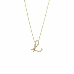 Coupon 🔥 Monary Diamond Script Initial Necklace (Yg/ 16+2") for 👩 women 😉