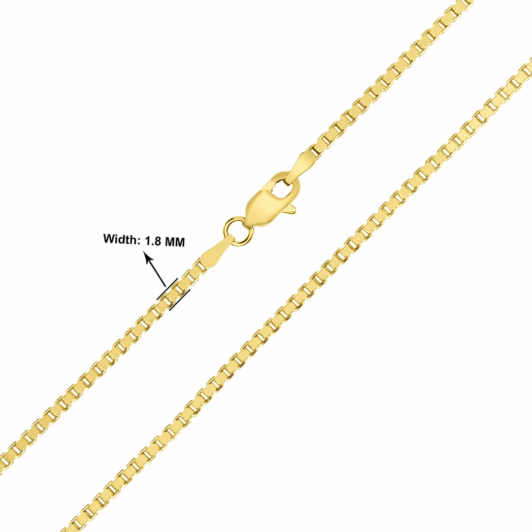Outlet π Monary 14K Yellow Gold 1.8mm Square Box Chain with Lobster Clasp - 20 Inch for π© women π - Image 2