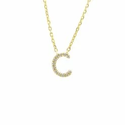 Buy ⭐ Monary Silver Diamond Initial "C" Necklace W/18k Yg Plate for 👩 women 😉