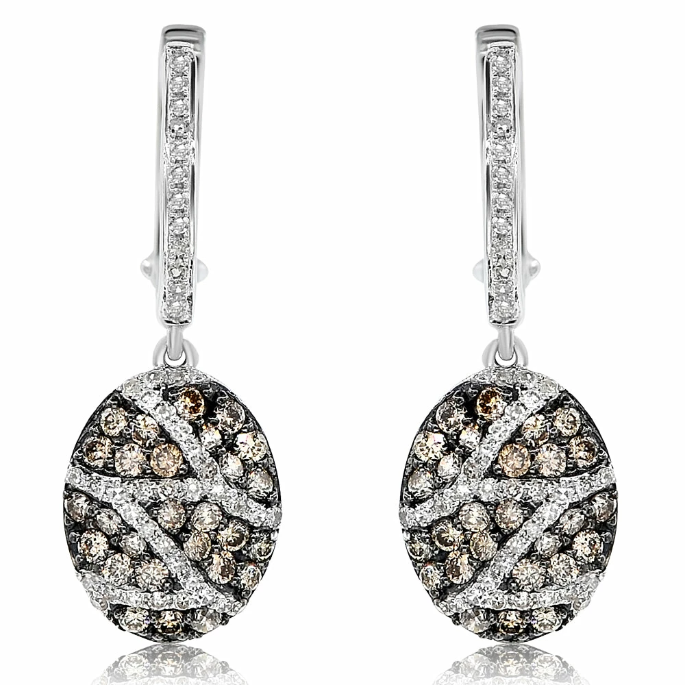 Buy π Monary Brown & White Diamond Dangle Earrings Set in 14K White Gold for π© women β