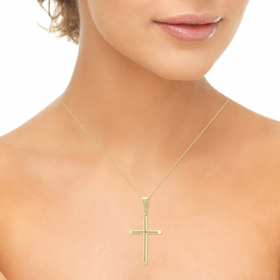 Flash Sale π Monary Simple Thin 10K Yellow Gold Cross Pendant Necklace for π© women π - Image 4