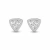 Budget 😀 Monary Lab Grown 1/2 CTW Trillion Shaped Bezel Set Solitaire Diamond Earrings in 14K White Gold for 👩 women 🔔