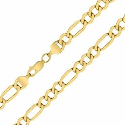 Best Sale π Monary 14K Yellow Gold 6.5mm Diamond Cut Oval Figaro Chain with Lobster Clasp - 18 Inch for π© women β¨