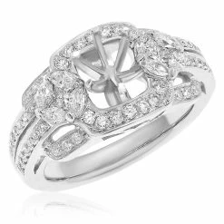 Promo ⭐ Monary Diamond Semi Mount Ring - Set in 18K White Gold for 👩 women 😀