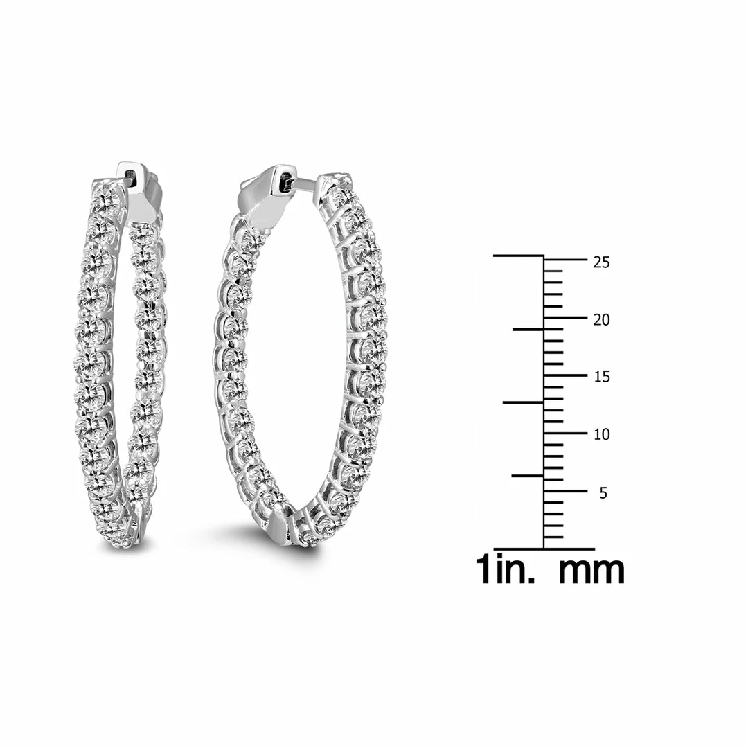 Wholesale β¨ Monary 3 Carat TW Oval Diamond Hoop Earrings with Push Button Locks in 14K White Gold for π© women π€© - Image 2