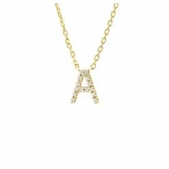 Flash Sale 🧨 Monary Silver Diamond Initial "A" Necklace W/18k Yg Plate for 👩 women 😀