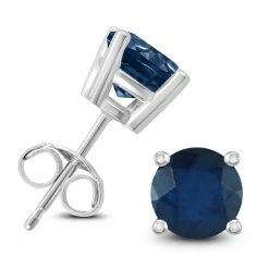 Flash Sale ⌛ Monary 14K White Gold 5MM Round Sapphire Earrings for 👩 women 🎉