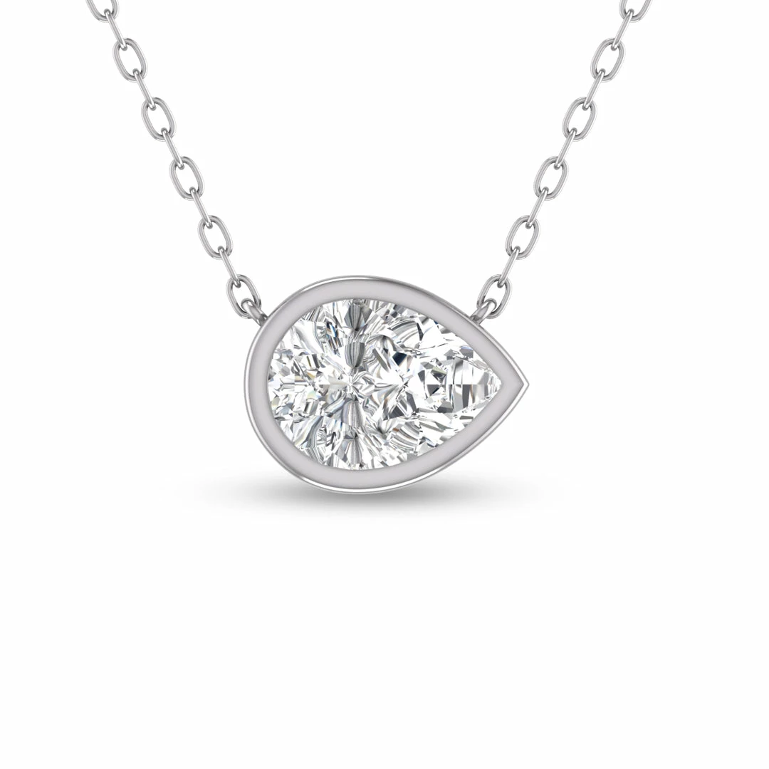 Flash Sale π₯ Monary Lab Grown 3/4 CTW Pear Shaped Bezel Set Diamond Solitaire Pendant in 14K White Gold for π© women β¨