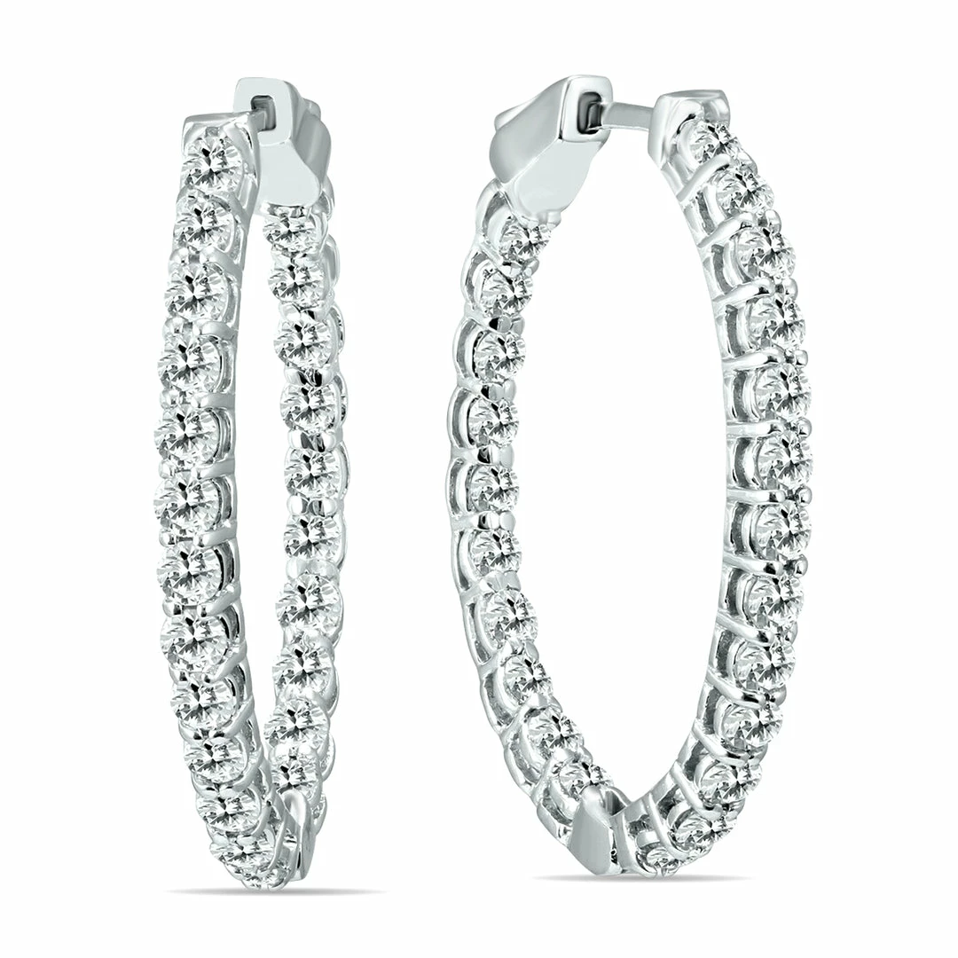 Wholesale β¨ Monary 3 Carat TW Oval Diamond Hoop Earrings with Push Button Locks in 14K White Gold for π© women π€©