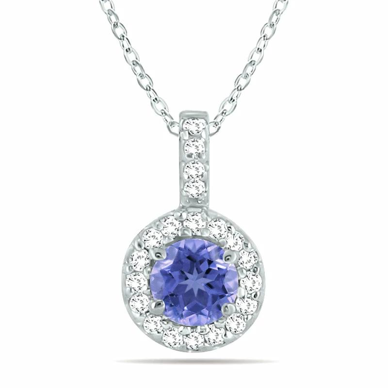 Deals β Monary 1/2 Carat TW Halo Tanzanite And Diamond Pendant in 10K White Gold for π© women π