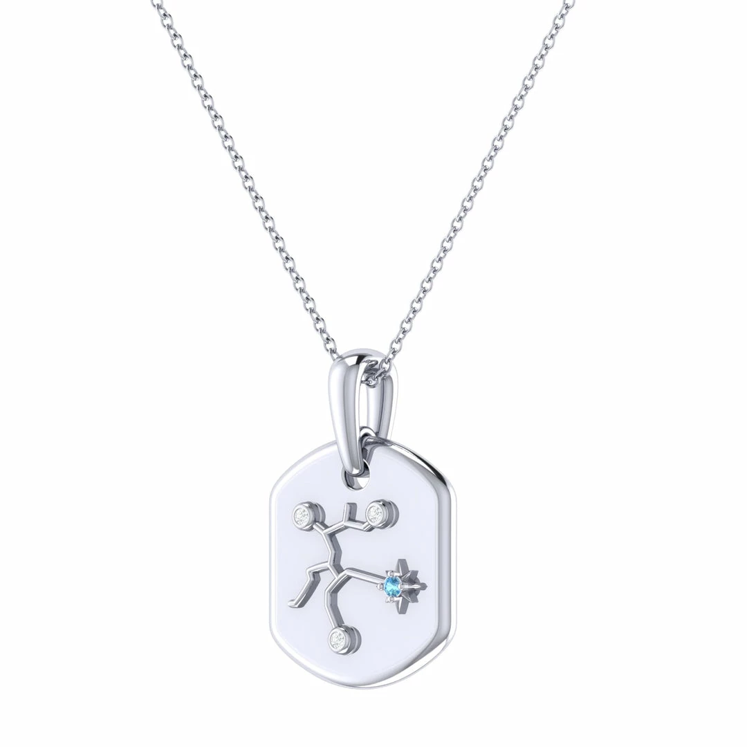 Hot Sale π Monary Sagittarius Archer Blue Topaz & Diamond Constellation Tag Pendant Necklace in Sterling Silver for π© women π - Image 2