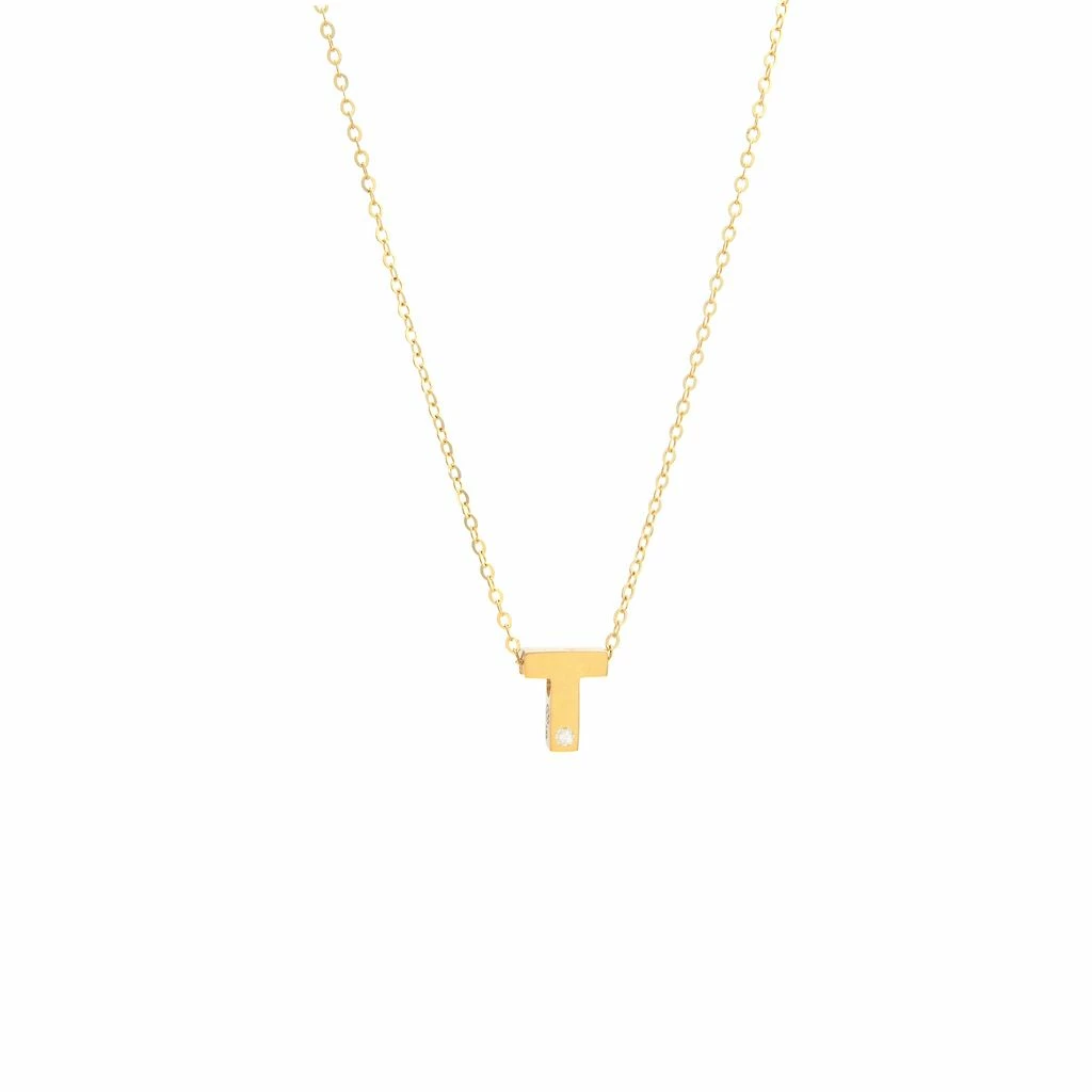 Budget π Monary 14k Yg Initial T W/ Diamond And Chain (16+2") for π© women π₯