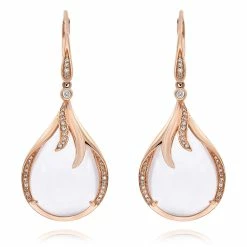 Coupon ✔️ Monary Rose Quartz & Diamond Drop Earrings Set in 14K Rose Gold for 👩 women ⭐