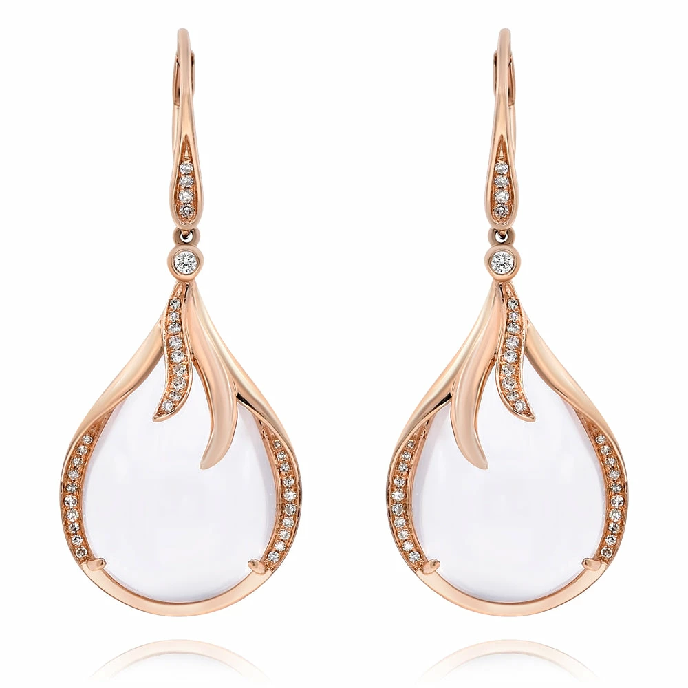 Coupon βοΈ Monary Rose Quartz & Diamond Drop Earrings Set in 14K Rose Gold for π© women β