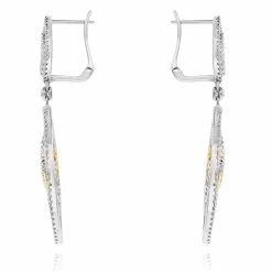 New 🤩 Monary White Diamond Butterfly Fashion Earrings Set in 18K Two Tone Gold for 👩 women 🎉