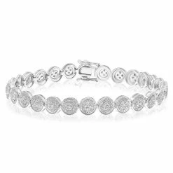 Outlet 🛒 Monary Diamond Bracelet - Micro Pave Set in 14K White Gold for 👩 women ✨