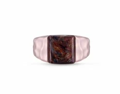 New 🔥 Monary Red Pietersite Stone Signet Ring in 14K Rose Gold Plated Sterling Silver for men 🎉