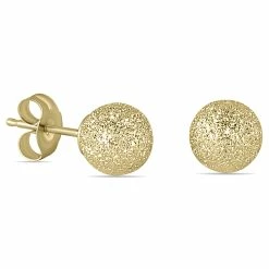 Hot Sale 🔔 Monary 14K Yellow Gold 6mm Laser Cut Ball Stud Earrings for 👩 women ⌛