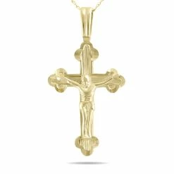 Coupon βοΈ Monary Ornate Crucifixion Roman Cross Pendant in 10K Yellow Gold with 18 Inch Chain for π© women β€οΈ