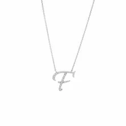 Flash Sale 🔥 Monary Diamond Script Initial Necklace (Wg/ 16+2") for 👩 women 🛒