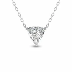 Buy ✨ Monary Lab Grown 1 CTW Floating Trillion Shaped Diamond Solitaire Pendant in 14K White Gold for 👩 women ⭐