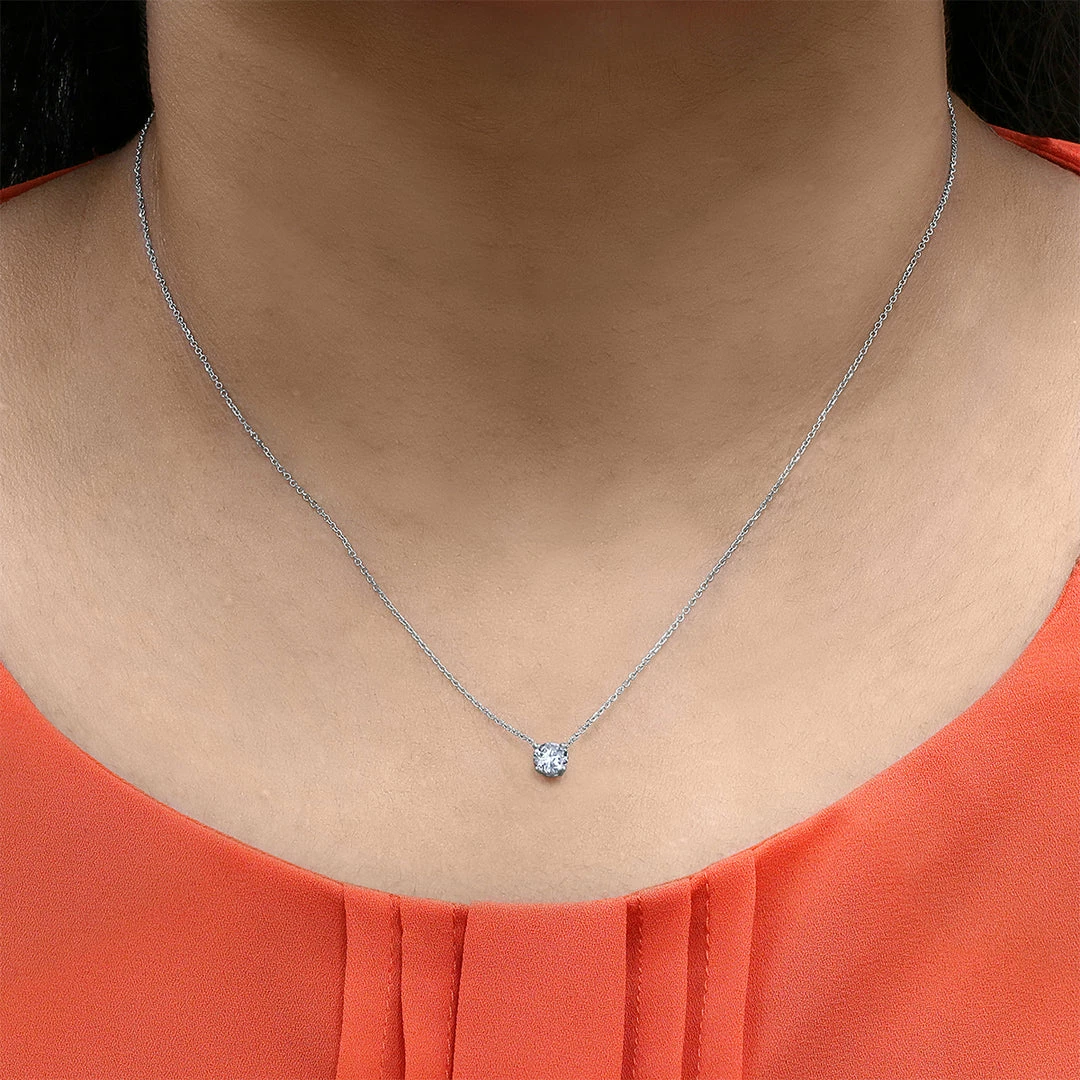 Brand new β€οΈ Monary 1/3 Carat Floating Round Diamond Solitaire Necklace in 14K White Gold for π© women π - Image 4