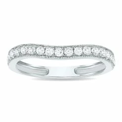 Coupon 🥰 Monary 👩 Women's 3/8 Carat TW Curved Diamond Milgraine Wedding or Anniversary Band in 10K White Gold 👍
