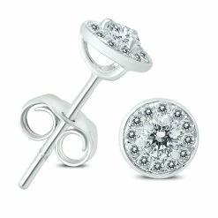 Deals ❤️ Monary 1/3 Carat TW Diamond Halo Earrings in 14K White Gold for 👩 women 🎁