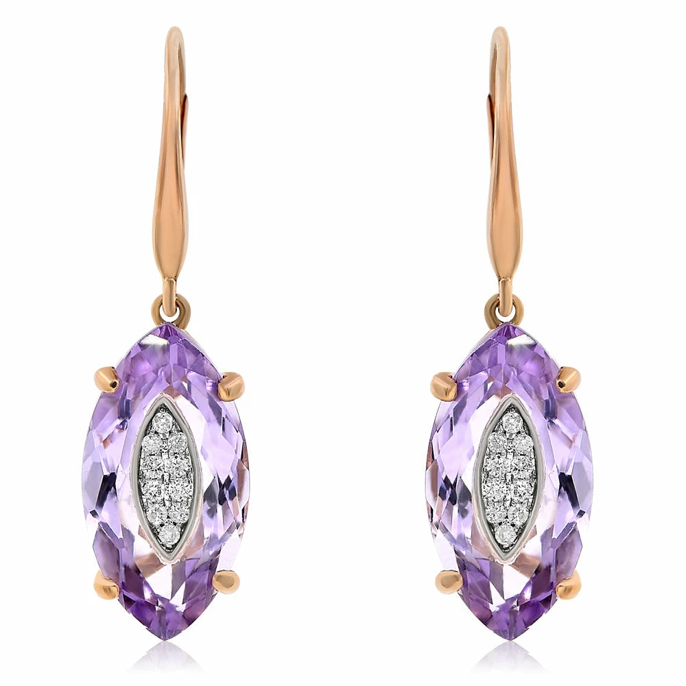 Cheapest π Monary Purple Amethyst & Diamond Dangle Earrings Set in 14K Rose Gold for π© women β€οΈ