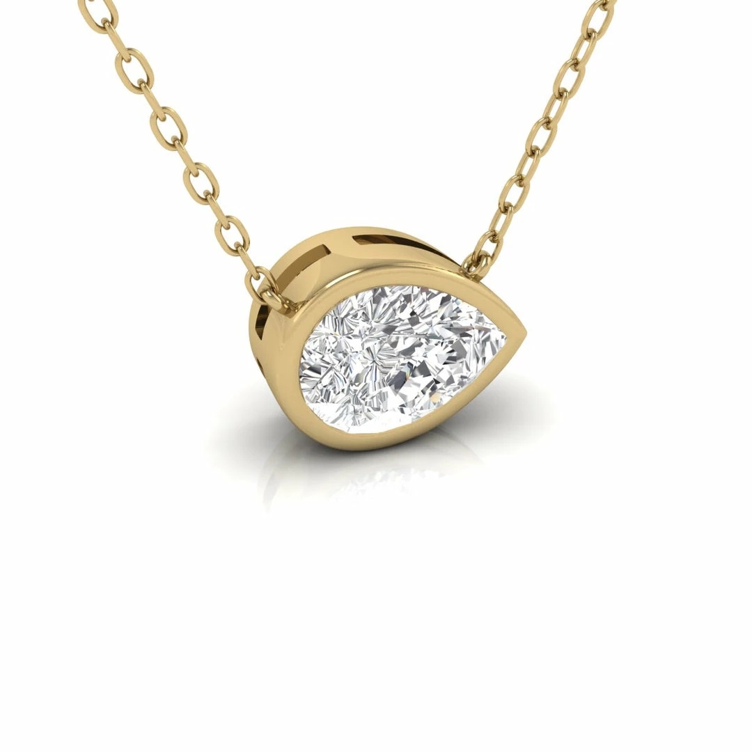 Best Sale π₯° Monary Lab Grown 1/2 CTW Pear Shaped Bezel Set Diamond Solitaire Pendant in 14K Yellow Gold for π© women π₯° - Image 4