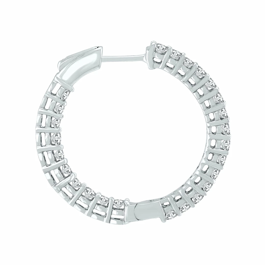 Outlet π Monary 3 Carat TW Round Diamond Hoop Earrings with Push Down Button Lock in 14K White Gold for π© women π₯° - Image 2