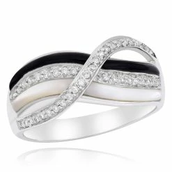 Discount 🌟 Monary Black Enamel & White Diamond Fashion Ring for 👩 women 🔥