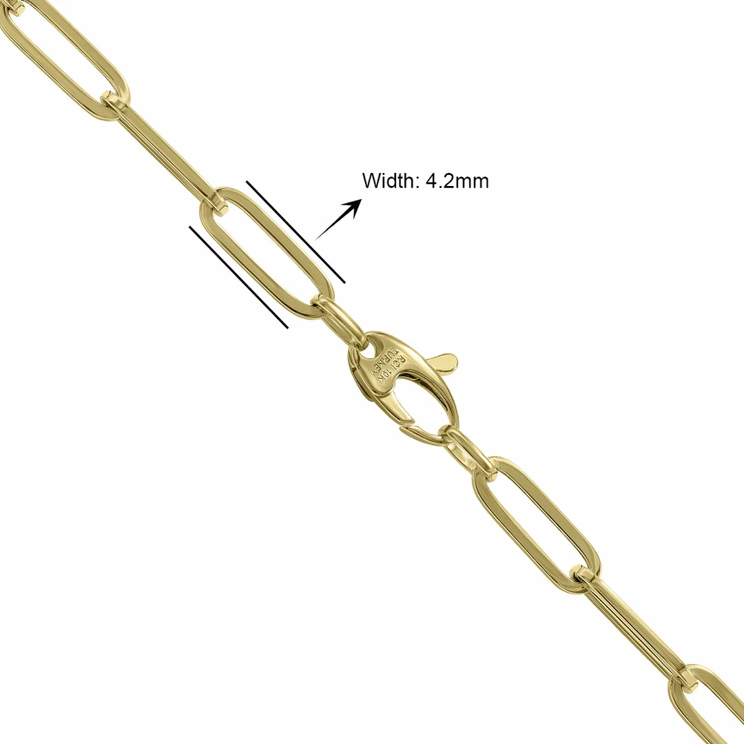 Best deal π Monary 10K Yellow Gold 4.2MM Lite Paperclip Chain With Lobster Clasps - 24 Inch for π© women π₯° - Image 3