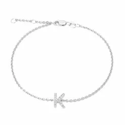 Cheapest 💯 Monary Silver Diamond "K" Initial Bracelet 7+1" for 👩 women 🔥