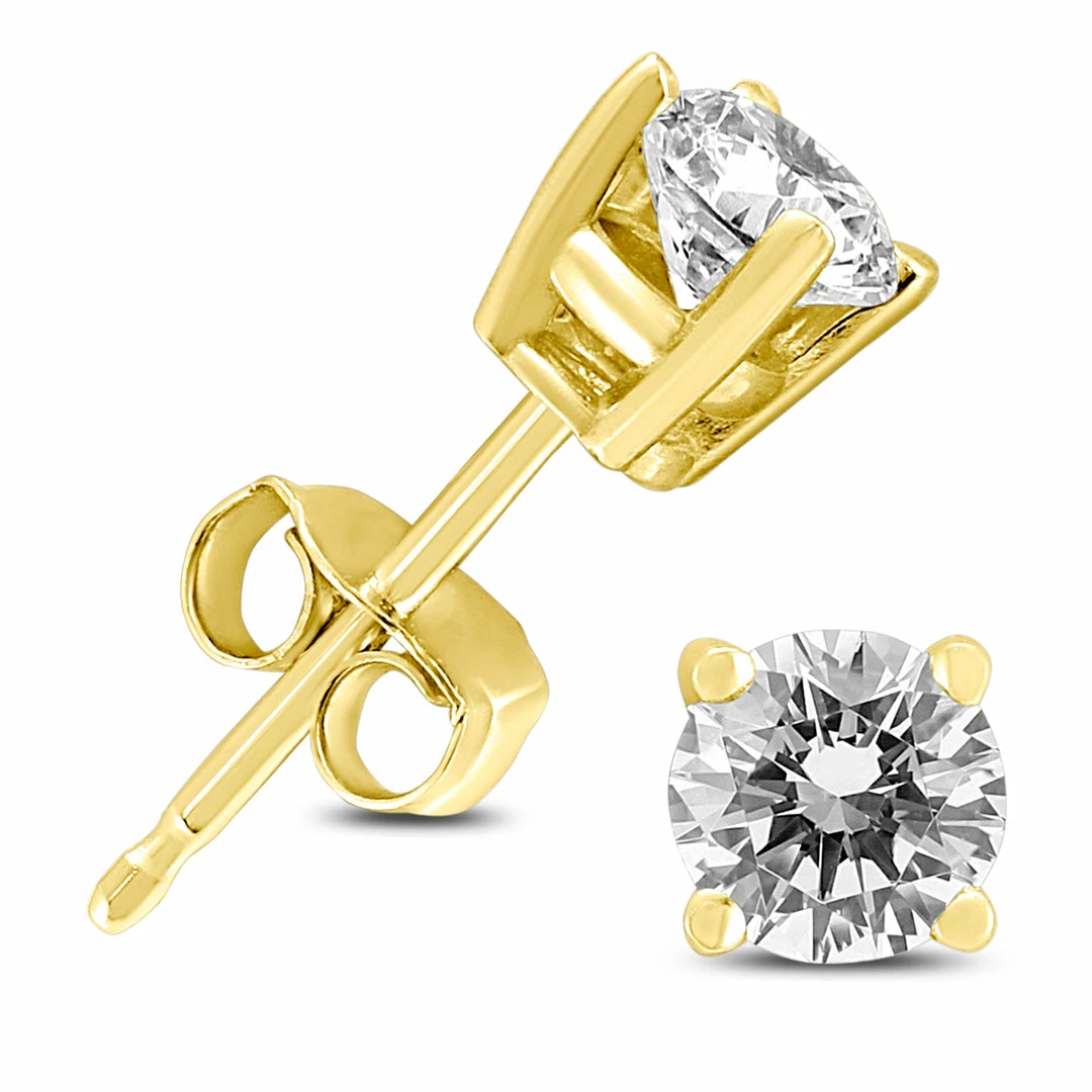 Cheap π₯ Monary 1/2 Carat TW Round Diamond Solitaire Stud Earrings In 14k Yellow Gold for π© women π - Image 2