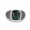 Best deal ✔️ Monary Seraphinite Stone Signet Ring in Black Rhodium Plated Sterling Silver for men 🎉