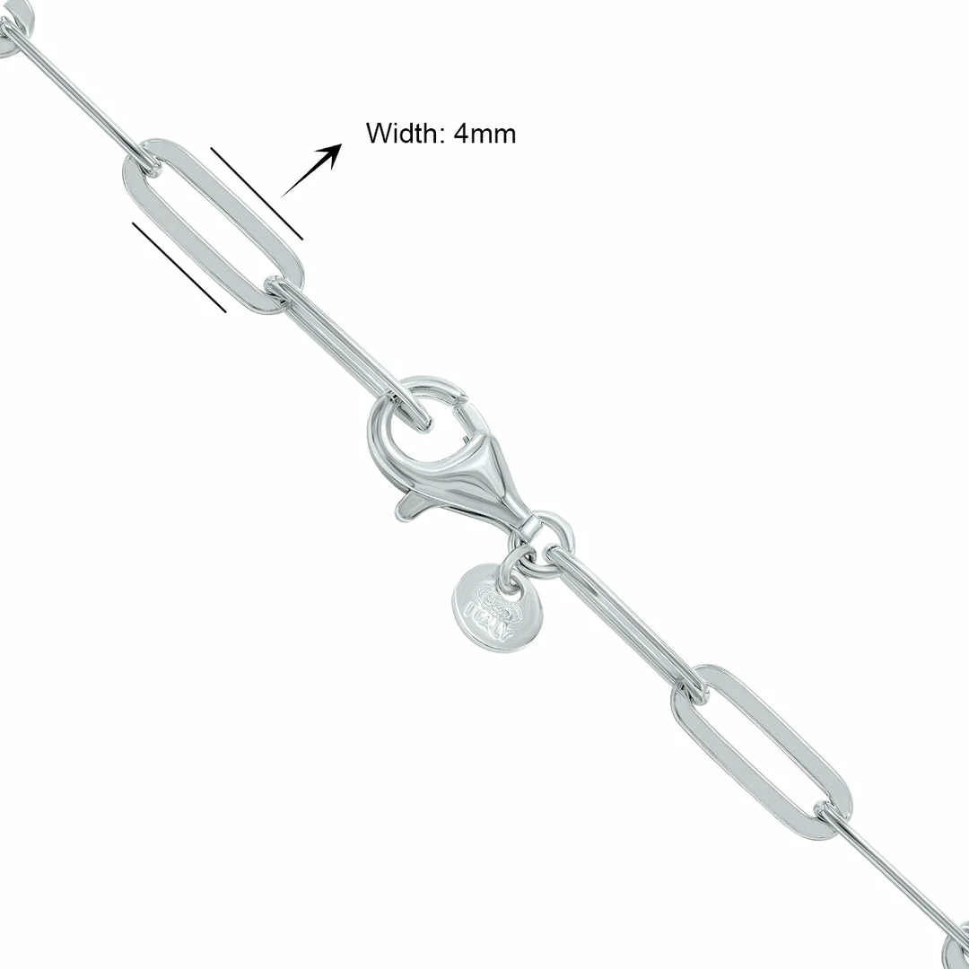 Deals π Monary Silver Rhodium 4MM Flat Paperclip Necklace With Lobster Clasp - 24 Inch for π© women π - Image 3