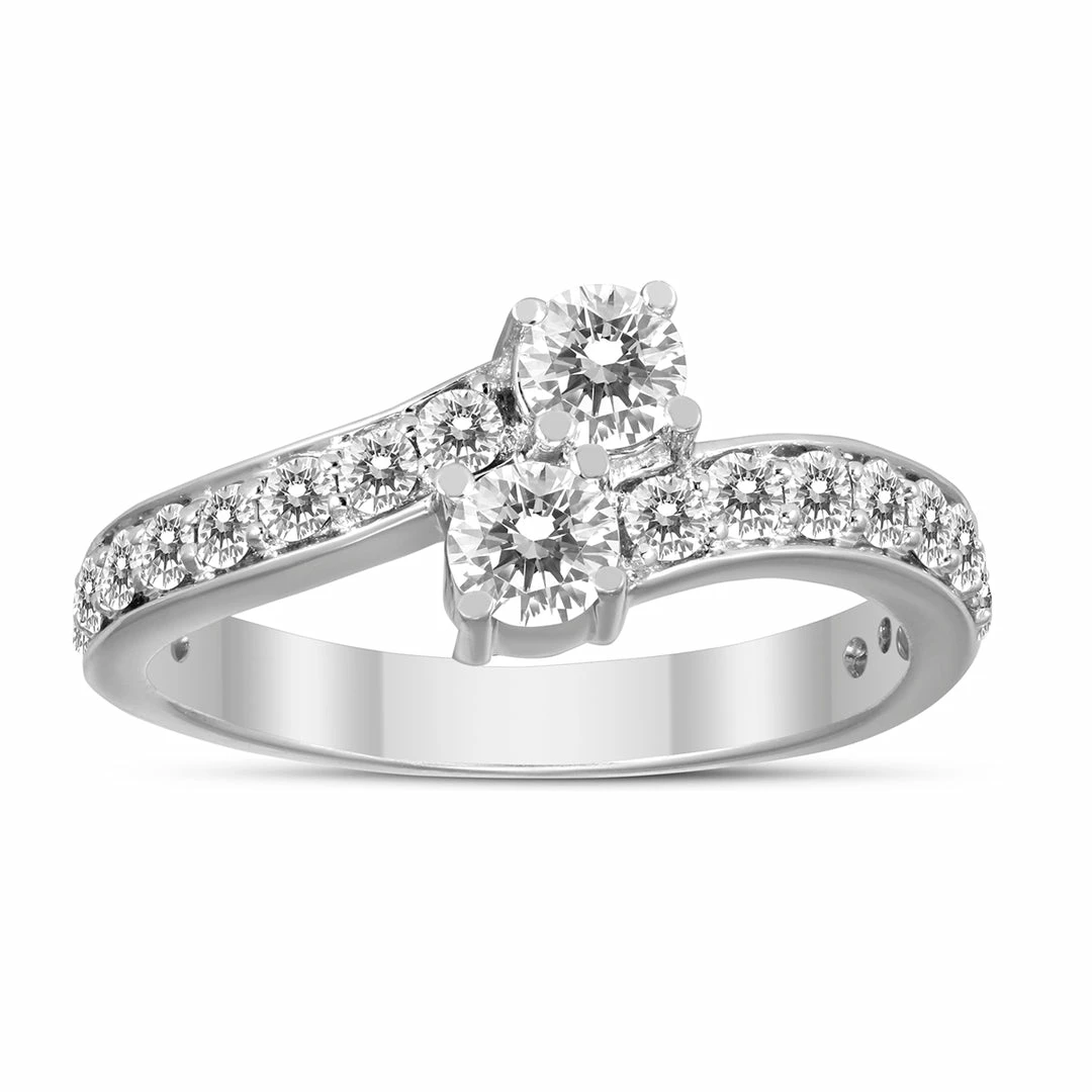 Promo π Monary 1 Carat Forever Us Diamond Two Stone Engagement Ring 10K White Gold for π© women β