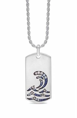 Outlet 🎉 Monary Surfrider Beach Sterling Silver Blue Sapphire & Topaz Stone Tag for men 🌟
