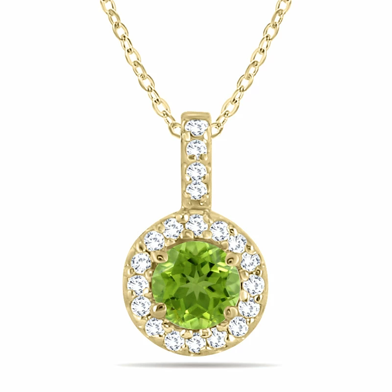 Deals π₯ Monary 1/2 Carat TW Halo Peridot And Diamond Pendant in 10K Yellow Gold for π© women π€©