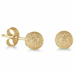Promo 🎁 Monary 14K Yellow Gold 5mm Laser Cut Ball Stud Earrings for 👩 women 🔥