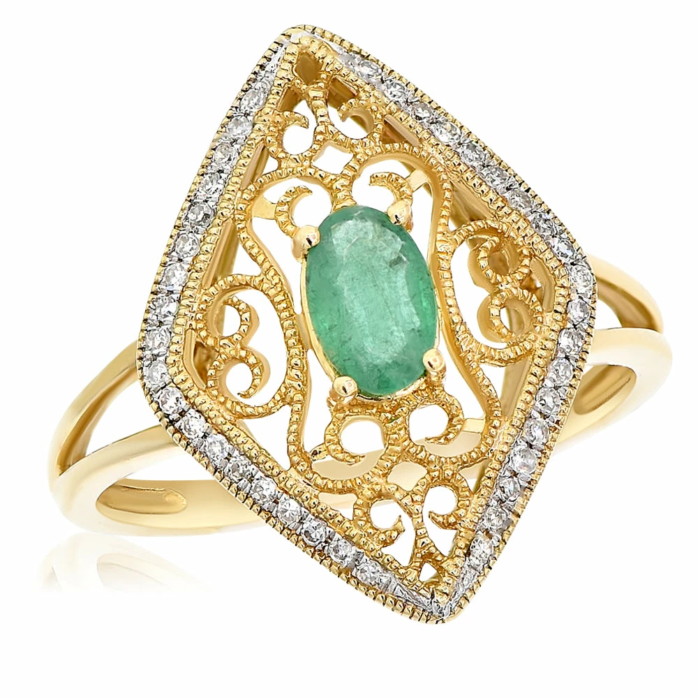 Top 10 π Monary Green Emerald & Diamond Cocktail Ring for π© women π