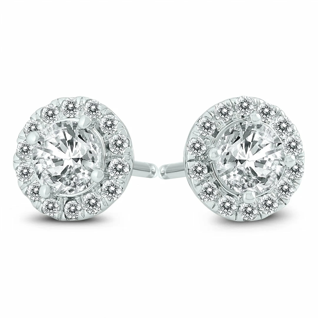 Buy π Monary 2 Carat TW Diamond Halo Earrings in 14K White Gold for π© women β - Image 3